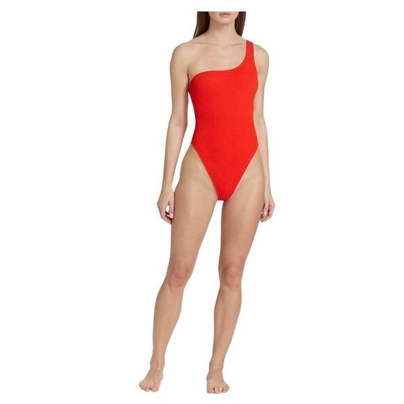 NWT GOOD AMERICAN Always Fits One-Shoulder One piece crinkle Swimsuit size 0 - Picture 1 of 7